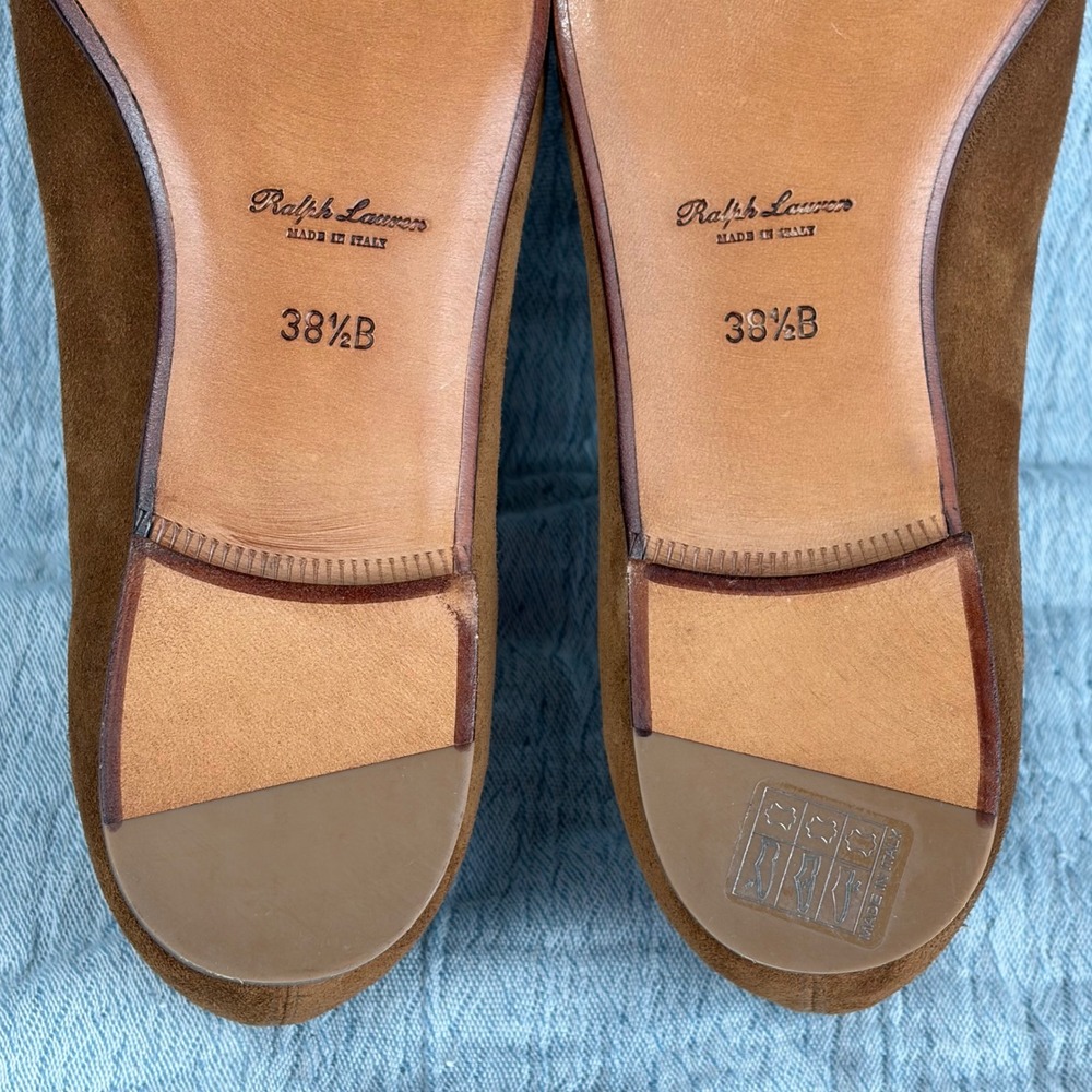 Ralph Lauren Purple Label Quillis Tassel Loafers Teak Calf Suede EU 38.5 US 8.5 - Picture 8 of 16